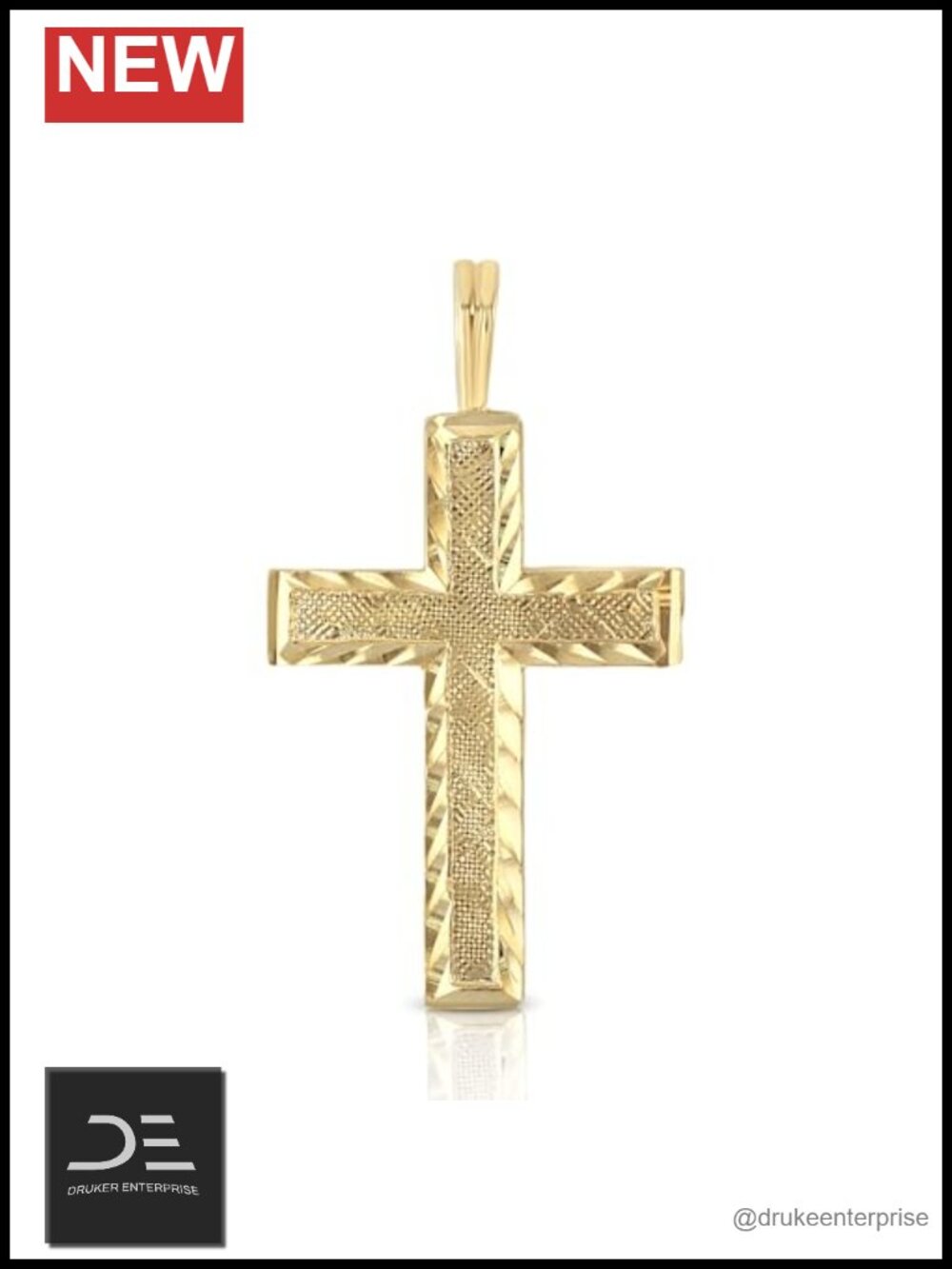 Solid 14K Yellow Gold Cross Pendant